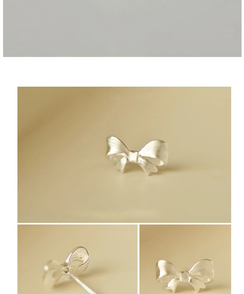 Exquisite 925 Sterling Silver Bowknot Stud Earrings For Women Girls Kids Fashion Minimalist Silver Jewelry Brincos de prata 925 (3)