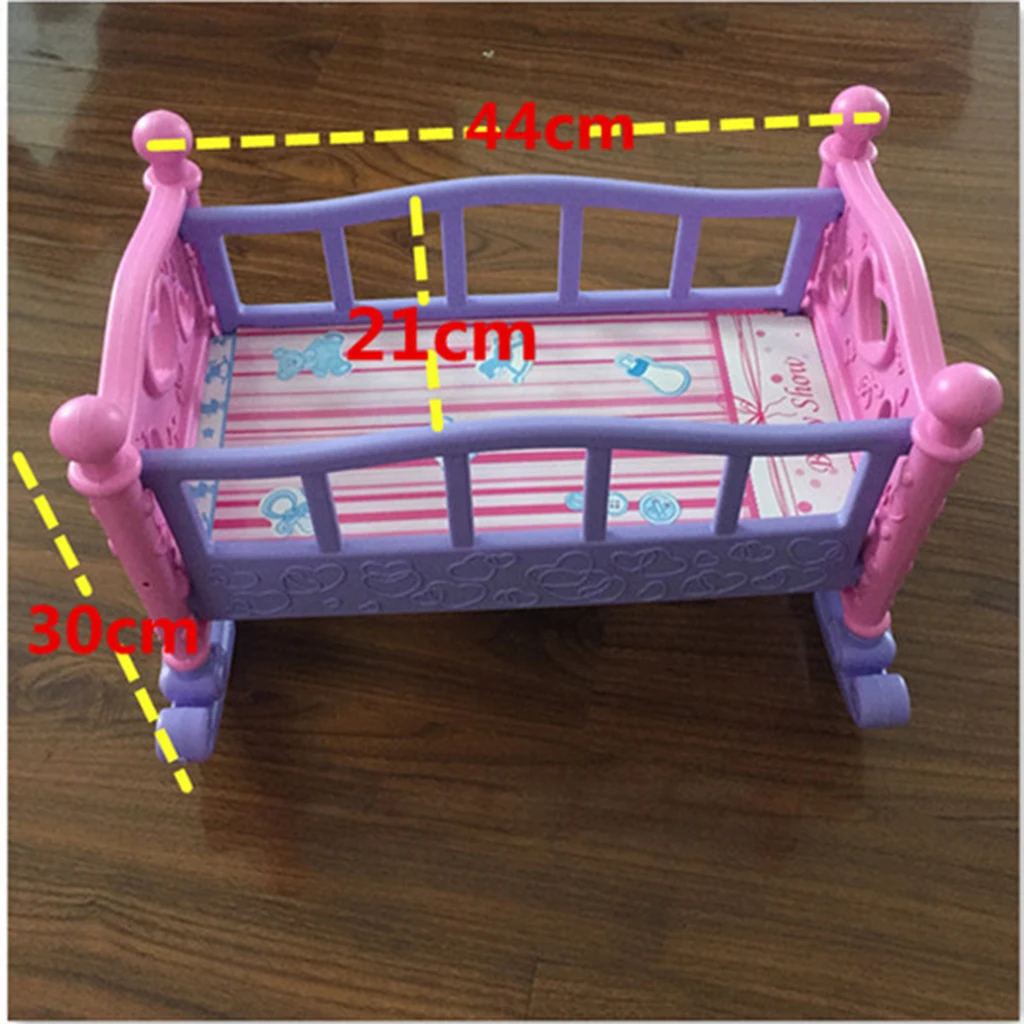 Colorful Girl Dolls Rocking Bed Bedroom Furniture Cradle Bed for Mellchan Dolls Decor