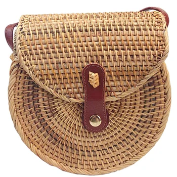 Crossbody Shoulder Bag Rattan Handmade Round Straw Woven Boho Beach Travel Handbag And Everyday Use For Women,Leather
Crossbody Shoulder Bag Rattan Handmade Round Straw Woven Boho Beach Travel Handbag And Everyday Use For Women,Leather
