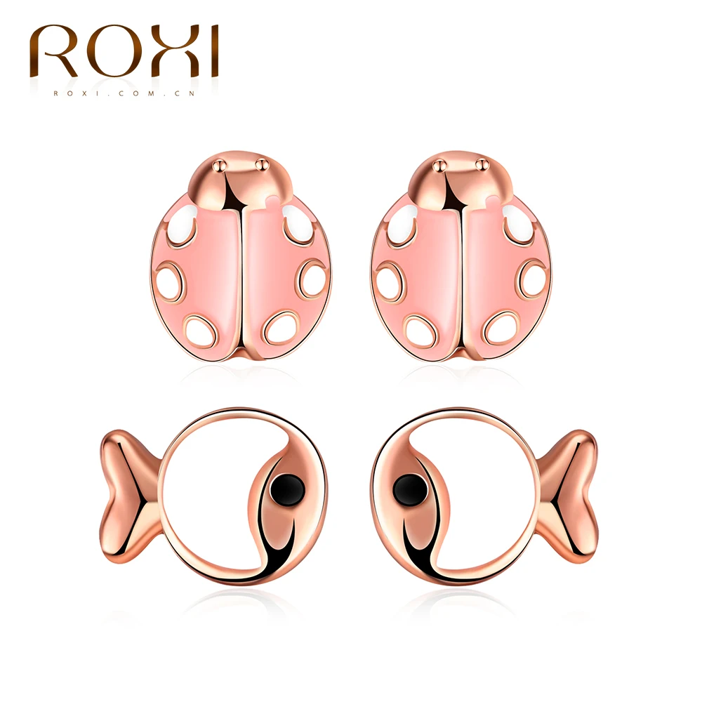 ROXI Stud Earrings Rose Gold Color brincos Earrings Cute Fish ladybug Animal Earrings for Women Ladies Girls Party Jewelry
ROXI Stud Earrings Rose Gold Color brincos Earrings Cute Fish ladybug Animal Earrings for Women Ladies Girls Party Jewelry