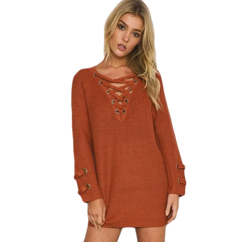 2019 Autumn Christmas Sweater Pullovers Women Lace-up Sweaters Striped Bandage Knitted Knitwear Loose Casual Long Jumpers female
2019 Autumn Christmas Sweater Pullovers Women Lace-up Sweaters Striped Bandage Knitted Knitwear Loose Casual Long Jumpers female