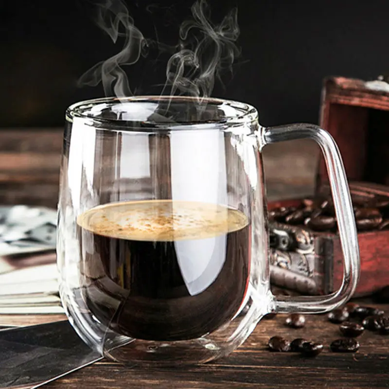 250ml High Quality Double Wall Coffee Cup Handmade Clear Heat-Resisting Tea Milk Coffee cups Fashion Cups With Handle
250ml High Quality Double Wall Coffee Cup Handmade Clear Heat-Resisting Tea Milk Coffee cups Fashion Cups With Handle