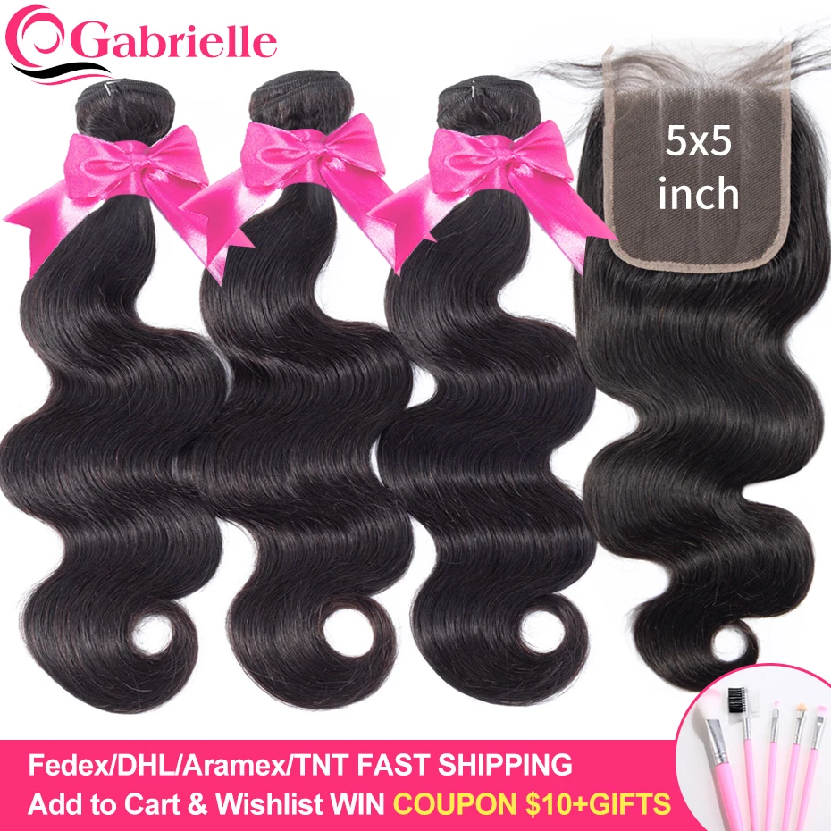 Gabrielle 5x5 closure with bundles Brazilian Human Hair Body Wave 3 Bundles with Closure Natural Color Remy Hair Extensions
Gabrielle 5x5 closure with bundles Brazilian Human Hair Body Wave 3 Bundles with Closure Natural Color Remy Hair Extensions