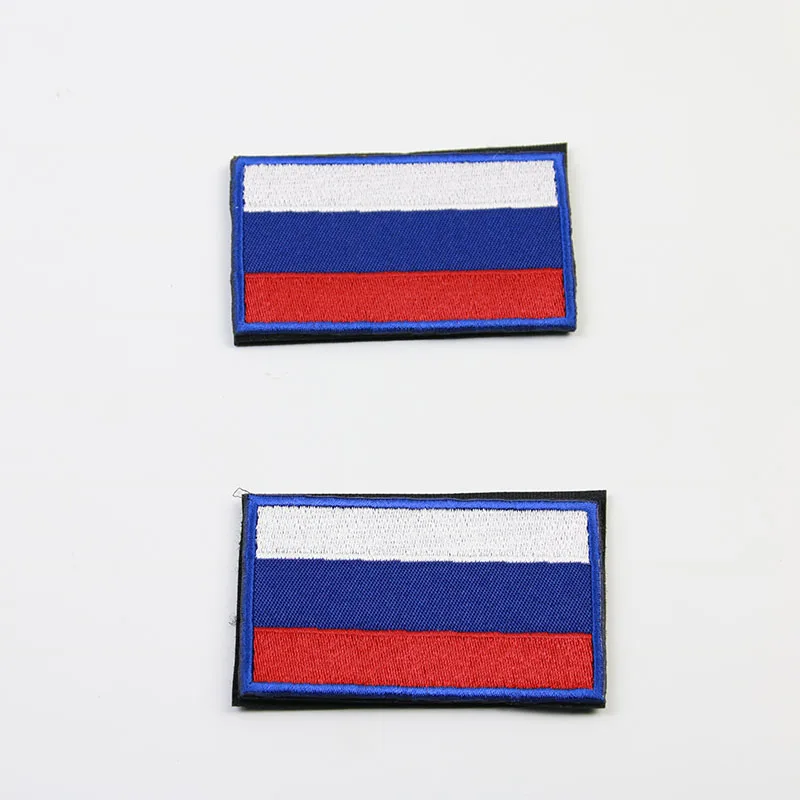 Image 1pc Russia flag  patch chapter 3D woven lable stick Personality armbands badge Embroidery design badges customized