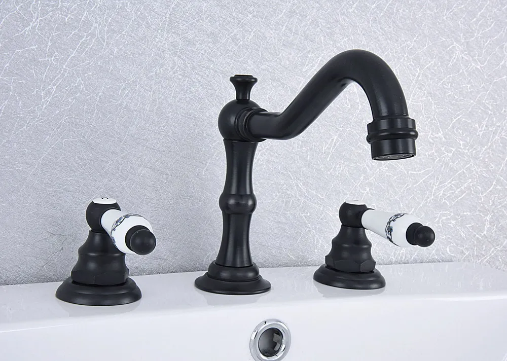 Black Oil Rubbed Brass Deck Mounted Dual Ceramic Levers Widespread Bathroom 3 Holes Basin Sink Faucet Mixer Taps msf543
Black Oil Rubbed Brass Deck Mounted Dual Ceramic Levers Widespread Bathroom 3 Holes Basin Sink Faucet Mixer Taps msf543