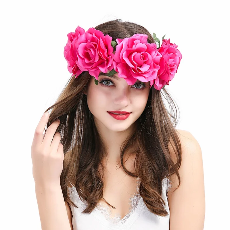 Rose Flower Headbands Woman Girls Hair Accessories Bridal Wedding Flower Crown Headband Flower wreath Elastic Headdress
Rose Flower Headbands Woman Girls Hair Accessories Bridal Wedding Flower Crown Headband Flower wreath Elastic Headdress