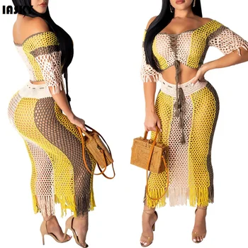 IASKY 2PCS/SET Beach Hollow out Cover ups 2019 New off shoulder tassel Tops +Skirts bikini swimsuit cover up sets beachwear
IASKY 2PCS/SET Beach Hollow out Cover ups 2019 New off shoulder tassel Tops +Skirts bikini swimsuit cover up sets beachwear