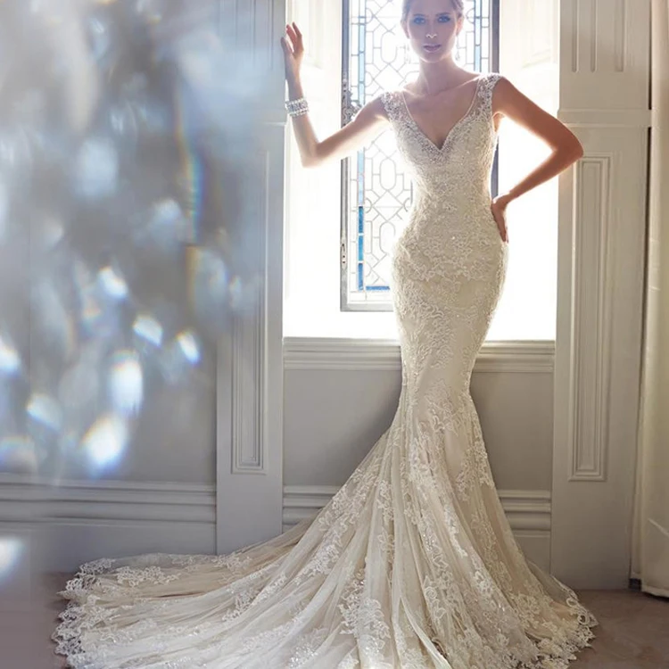vestidos de novia 2015 New Arrival Fabulous V Neck Sleeveless vestidos para casamento Bridal Gown Lace Mermaid Wedding Dresses
vestidos de novia 2015 New Arrival Fabulous V Neck Sleeveless vestidos para casamento Bridal Gown Lace Mermaid Wedding Dresses