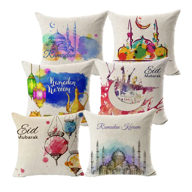 Ramadan Decoration Watercolor Painting Eid Mubarak Moon Lantern Mosque Linen Cushion Cover Decorative Cushion Pillow sofa 40253
Ramadan Decoration Watercolor Painting Eid Mubarak Moon Lantern Mosque Linen Cushion Cover Decorative Cushion Pillow sofa 40253