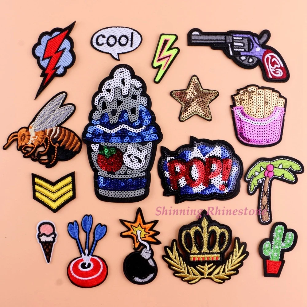 Clothes Embroidery Patches Sewing Sequins Patch Motif Crown Iron On Lighting Appliques Brand Patch DIY Garment Star Pop Bee Tree
Clothes Embroidery Patches Sewing Sequins Patch Motif Crown Iron On Lighting Appliques Brand Patch DIY Garment Star Pop Bee Tree