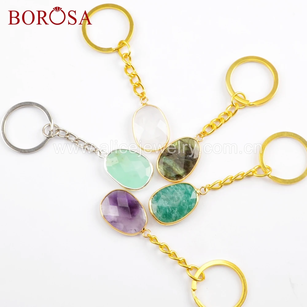 BOROSA 5pcs Gold Color Natural Gems Stone Beads Key Chains Natural White Quartz A-meythst Charms Jewelry HD0013
BOROSA 5pcs Gold Color Natural Gems Stone Beads Key Chains Natural White Quartz A-meythst Charms Jewelry HD0013