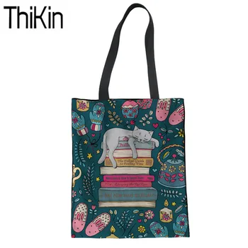 THIKIN Women Linen Tote Bag Cute Cartoon Cat Printing Shoulder Shopping Bag for Femme Fashion Shopper Bag Large Eco Bags Storage
THIKIN Women Linen Tote Bag Cute Cartoon Cat Printing Shoulder Shopping Bag for Femme Fashion Shopper Bag Large Eco Bags Storage