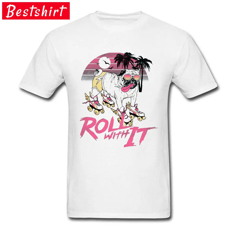 Roll With It -5287 Men's Designer Casual Tops & Tees O Neck Autumn 100% Cotton Tshirts Simple Style Short Sleeve Top T-shirts Roll With It -5287 white