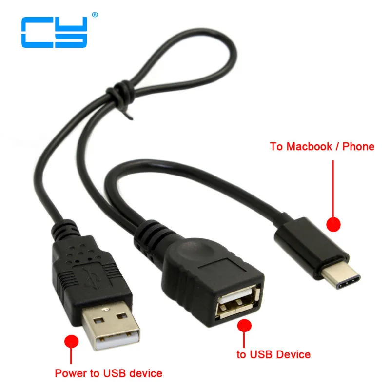 

USB-C Type-C USB 3.1 To USB 2.0 Female OTG Data Cable With Power For Cell Phone & New Mac VR Pro
