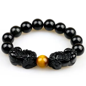 Natural Obsidian with Tiger eye Beads Bracelet Gold Color Charm Bracelet PIXIU Lucky Brave Jewelry Women Men Energy Jewelry
Natural Obsidian with Tiger eye Beads Bracelet Gold Color Charm Bracelet PIXIU Lucky Brave Jewelry Women Men Energy Jewelry