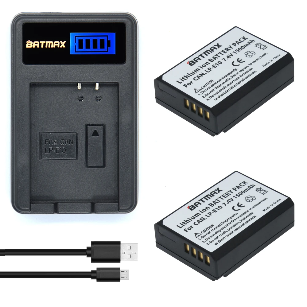 Batmax 2pcs LP-E10 LP E10 LPE10 Camera Battery Bateria+ LCD USB Charger for Canon 1100D 1200D Rebel T3 T5 KISS X50 X70 Camera
Batmax 2pcs LP-E10 LP E10 LPE10 Camera Battery Bateria+ LCD USB Charger for Canon 1100D 1200D Rebel T3 T5 KISS X50 X70 Camera