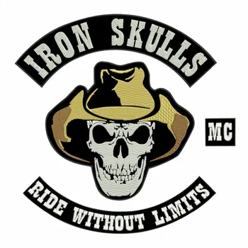 Patches For Clothes RON SKULLS Motorcycle Vest Biker Embroidered Iron On Back of Jacket clothing Patch Black twill fabric
Patches For Clothes RON SKULLS Motorcycle Vest Biker Embroidered Iron On Back of Jacket clothing Patch Black twill fabric