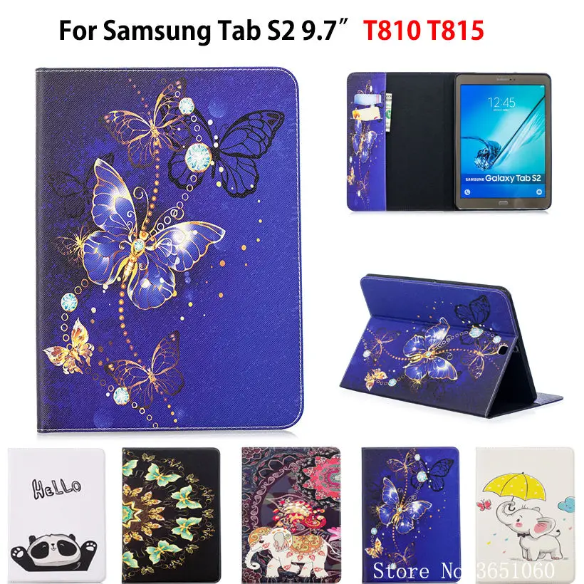 SM-T810 Case For Samsung Galaxy Tab S2 9.7 inch T810 T813 SM-T815 T819 Smart Funda Tablet Fashion butterfly Stand Shell | Компьютеры и