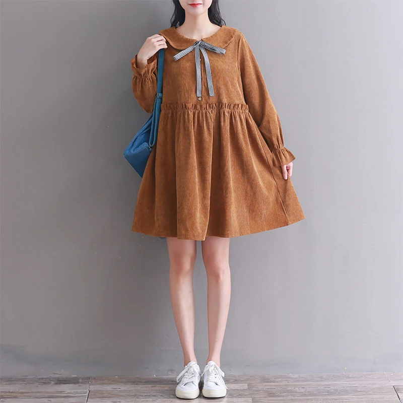 Spring autumn new fashion women corduroy dress preppy style long sleeve cute kawaii dress
Spring autumn new fashion women corduroy dress preppy style long sleeve cute kawaii dress