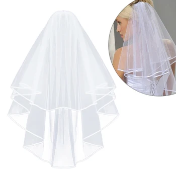 Simple and Elegent Wedding Veil Bridal Tulle Veils with Comb and Lace Ribbon Edge White Ivory
Simple and Elegent Wedding Veil Bridal Tulle Veils with Comb and Lace Ribbon Edge White Ivory