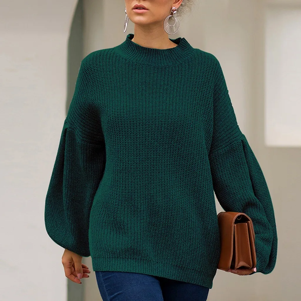 Fashion Lantern Sleeve Knitted Sweater Autumn O-Neck Long Sleeve Solid Pullover Sweater Green Sweater For Female
Fashion Lantern Sleeve Knitted Sweater Autumn O-Neck Long Sleeve Solid Pullover Sweater Green Sweater For Female