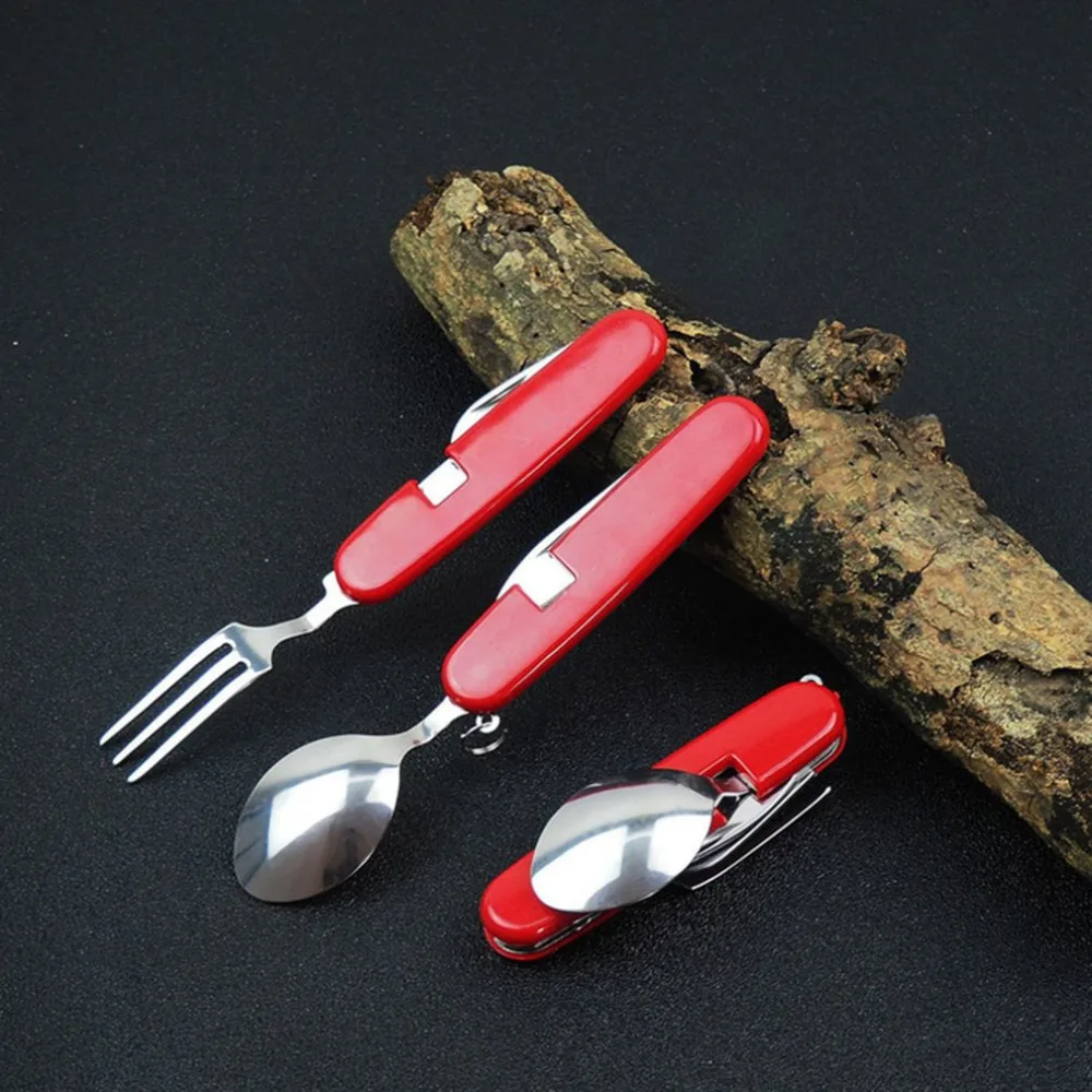 Stainless Steel Spoon+Fork+Knife+ Bottle Opener 4 in 1 Folding Cutlery Set Multifunctional Portable Outdoor Tableware Set
Stainless Steel Spoon+Fork+Knife+ Bottle Opener 4 in 1 Folding Cutlery Set Multifunctional Portable Outdoor Tableware Set