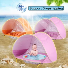 Barraca de praia do bebê uv-proteger sunshelter crianças brinquedos pequena casa à prova dwaterproof água pop up toldo tenda portátil bola piscina crianças tendas(China)