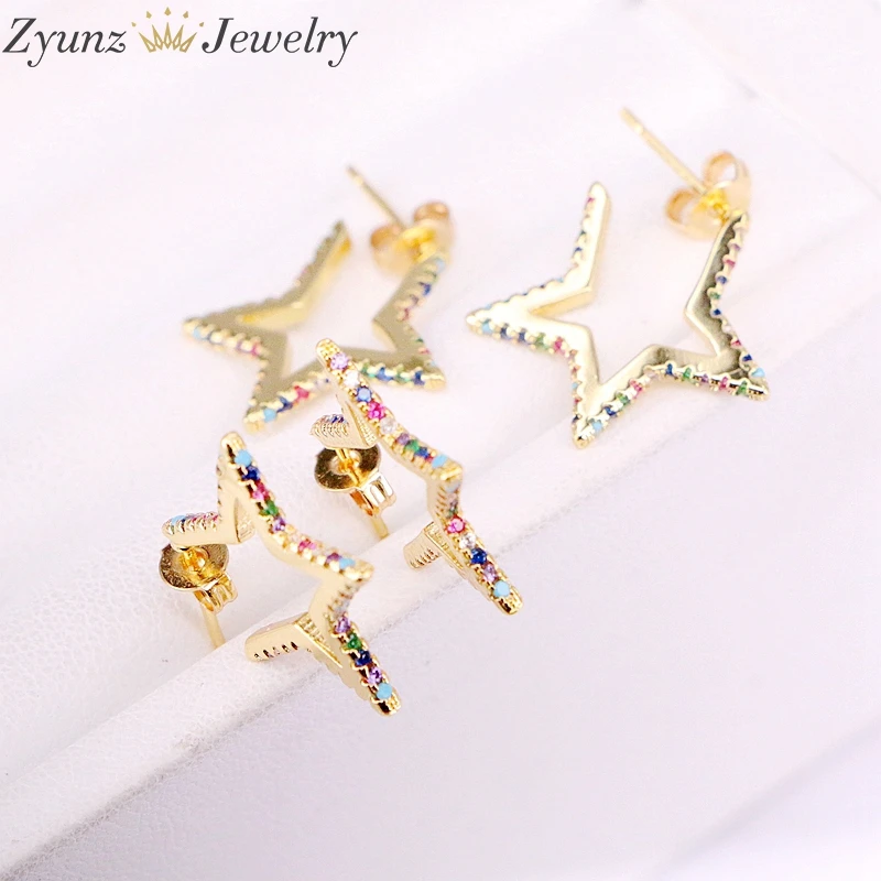 5Pairs, 20mm, Rainbow CZ Zircon Crystal Earrings Gold Color star Stud Earrings Women Jewelry
5Pairs, 20mm, Rainbow CZ Zircon Crystal Earrings Gold Color star Stud Earrings Women Jewelry