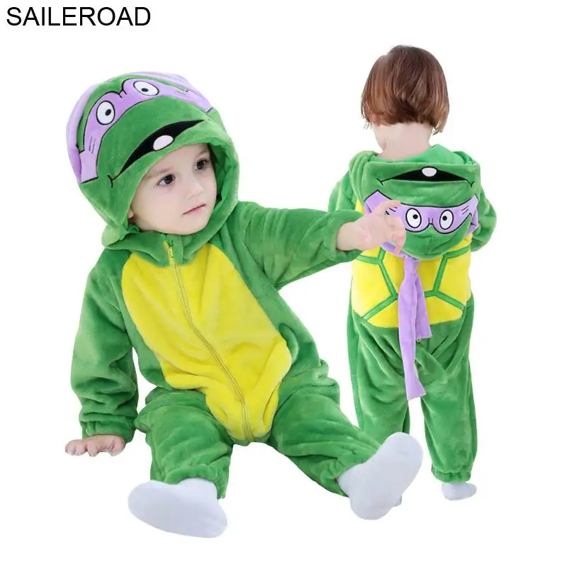 SAILEROAD Черепаха Kigurumi Romper Новая пижама на молнии для ребенка Теплое детское одеяло
