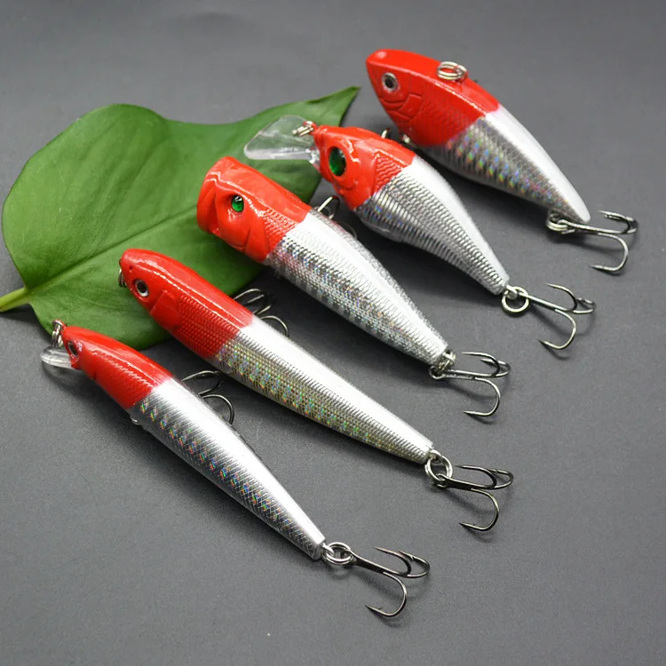 Fishing 5pcs Popper VIB Lure Set Kit Tackle Winter Accessories Wobbler Spoon Jig Fly | Спорт и развлечения