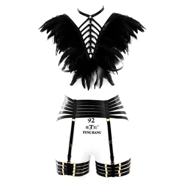 Body Harness Lingerie Set Feather for women cage Bra Belt Dance Goth Garter Fetish Elastic Adjust Halloween Festival Rave Wear
Body Harness Lingerie Set Feather for women cage Bra Belt Dance Goth Garter Fetish Elastic Adjust Halloween Festival Rave Wear