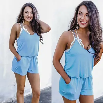 Women Ladies Casual Sleeveless V-Neck Strappy Pocket Holiday Playsuit Shorts Summer Beach Mini Jumpsuit
Women Ladies Casual Sleeveless V-Neck Strappy Pocket Holiday Playsuit Shorts Summer Beach Mini Jumpsuit