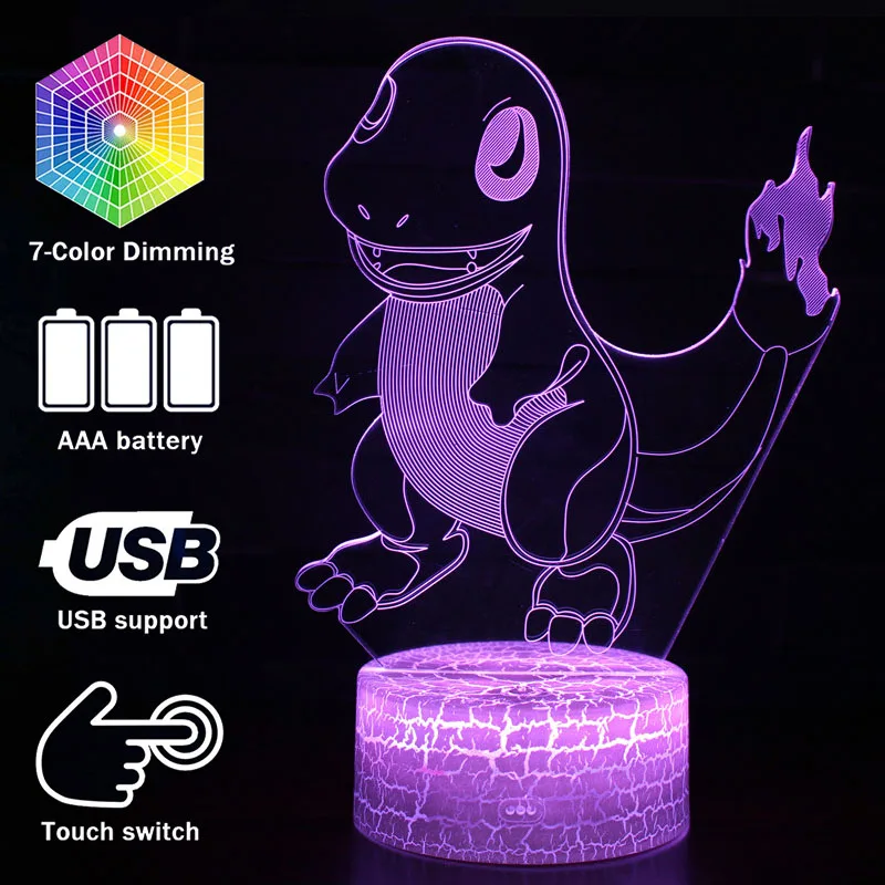 Pocket monster Charmander 3D illusion LED Action Figure Night Light 7 Colors Changing Luminous Model Toys Lamp For kids Gifts 
Pocket monster Charmander 3D illusion LED Action Figure Night Light 7 Colors Changing Luminous Model Toys Lamp For kids Gifts