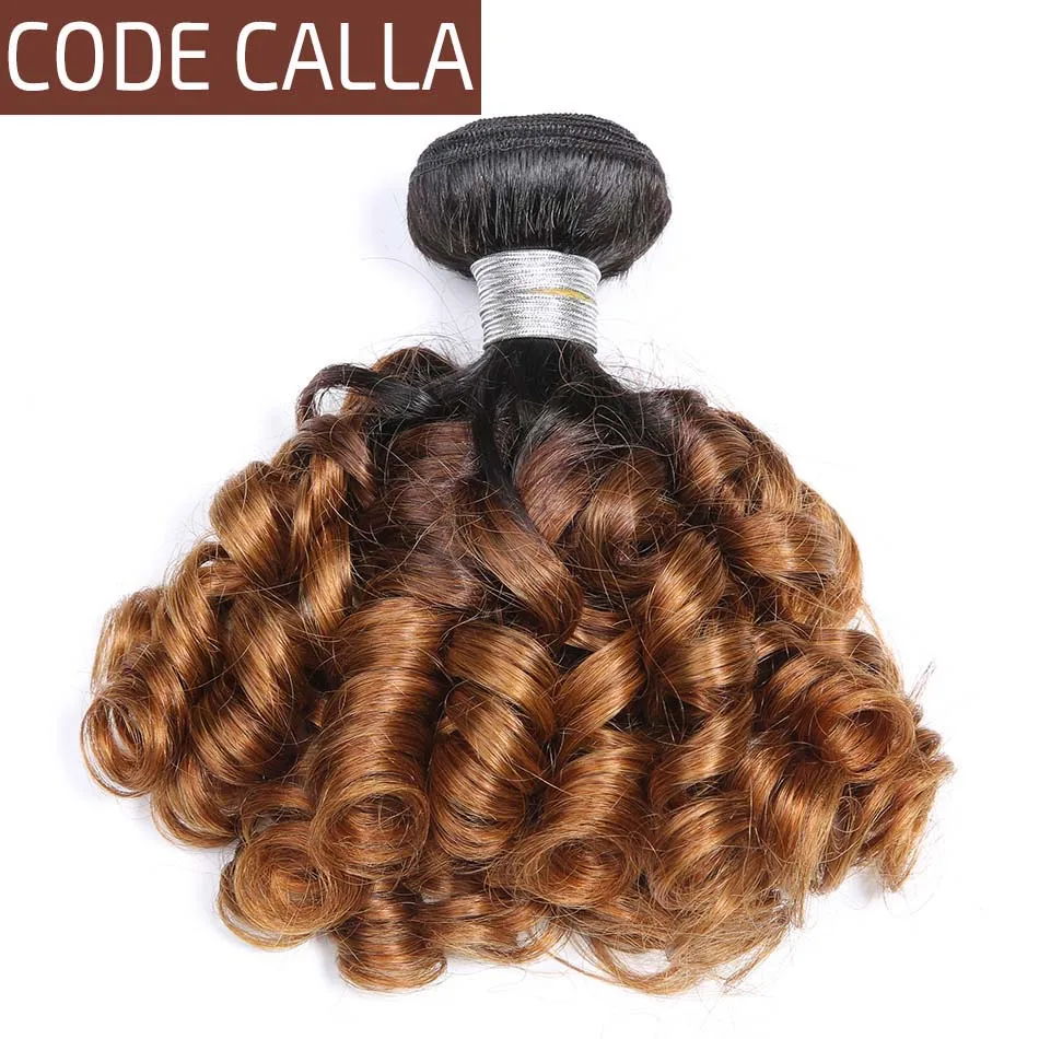 

Code Calla Malaysian Unprocessed Bouncy Curly Ombre Brown Blonde Color 3/4 Bundles 100% Raw Virgin Human Hair Extensions Weave