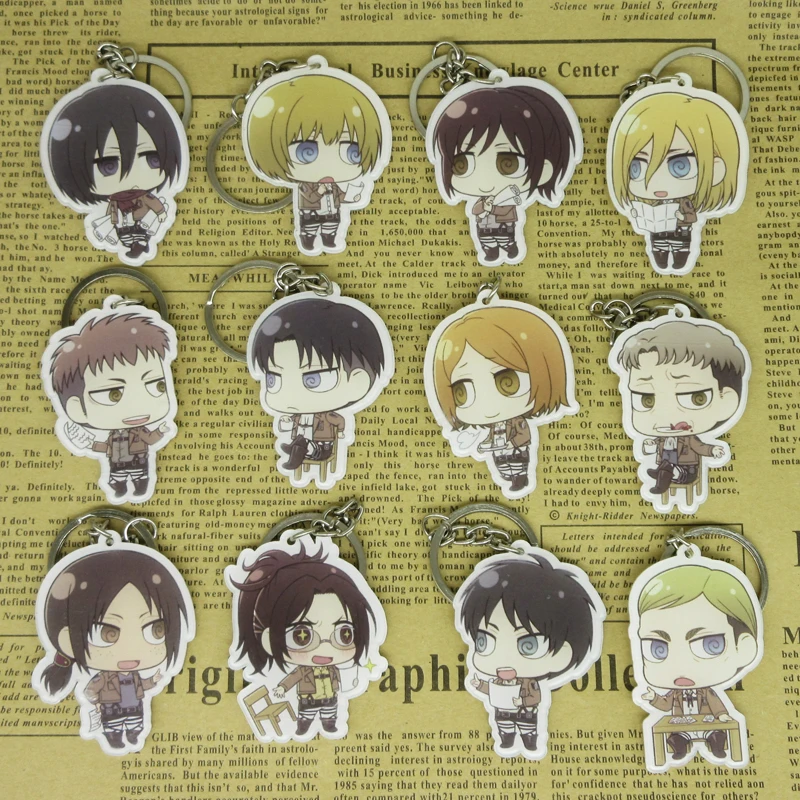 (12 pieces/lot) Attack on Titan Chibi Characters Key Ring Pendants Eren Mikasa Armin Levi Collectible Toy Figure Cmoic con Gifts
(12 pieces/lot) Attack on Titan Chibi Characters Key Ring Pendants Eren Mikasa Armin Levi Collectible Toy Figure Cmoic con Gifts