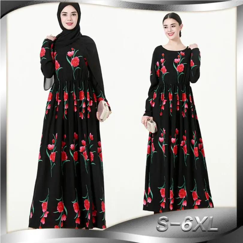Women Muslim Dress O Neck Long Sleeve Floral Elegant Plus Size 6XL Printed Flower Robe Abaya malaysia Dubai Dress Turkish Jilbab
Women Muslim Dress O Neck Long Sleeve Floral Elegant Plus Size 6XL Printed Flower Robe Abaya malaysia Dubai Dress Turkish Jilbab
