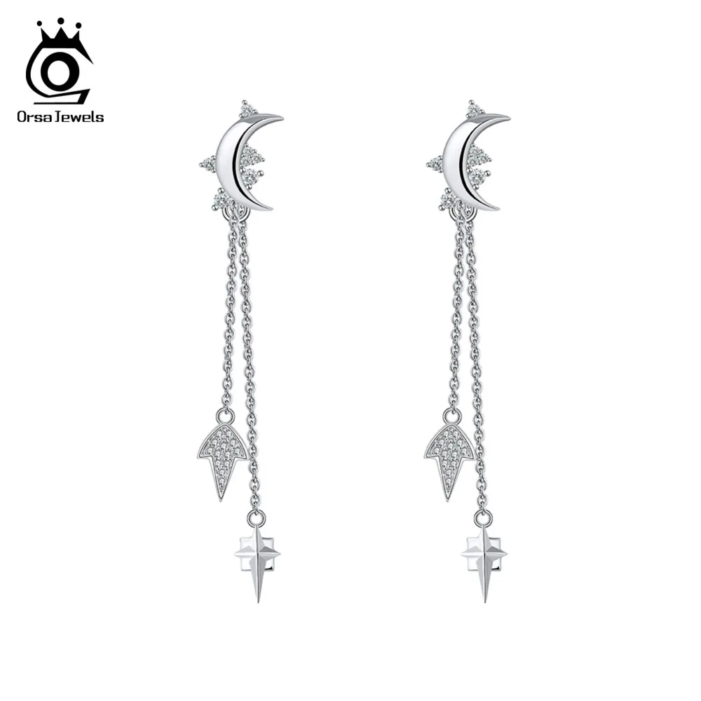 ORSA JEWELS Women Long Earrings Drop Moon And Stars AAA CZ Korean Earring Dangle Tassel Boho Girls Fashion Jewelry Gift OE217
ORSA JEWELS Women Long Earrings Drop Moon And Stars AAA CZ Korean Earring Dangle Tassel Boho Girls Fashion Jewelry Gift OE217
