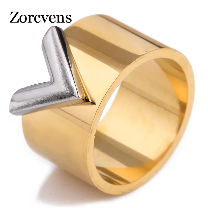 ZORCVENS Fashion Famous Brand Women Ring Jewelry Double Color Gold Color Titanium Steel High Polished Drop Shopping
ZORCVENS Fashion Famous Brand Women Ring Jewelry Double Color Gold Color Titanium Steel High Polished Drop Shopping