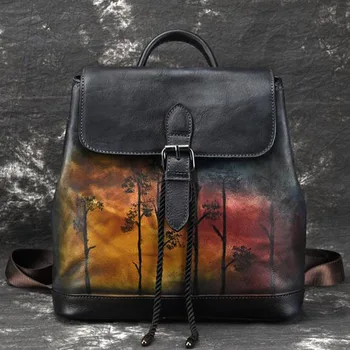 Women Genuine Leather Backpack Daypack Top Quality Natural Skin Chinese Style Knapsack Embossed Travel Bag Vintage Rucksack
Women Genuine Leather Backpack Daypack Top Quality Natural Skin Chinese Style Knapsack Embossed Travel Bag Vintage Rucksack