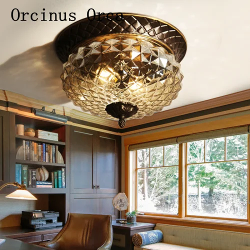 American retro glass ceiling lamp bedroom entrance corridor balcony European modern simple creative LED iron ceiling lamp
American retro glass ceiling lamp bedroom entrance corridor balcony European modern simple creative LED iron ceiling lamp