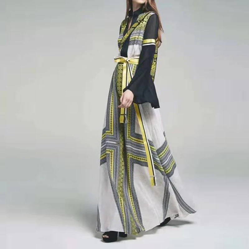 HIGH QUALITY New Fashion 2019 Designer Runway Maxi Dress Women's Flare Sleeve Color Block Floral Print Long Dress
HIGH QUALITY New Fashion 2019 Designer Runway Maxi Dress Women's Flare Sleeve Color Block Floral Print Long Dress