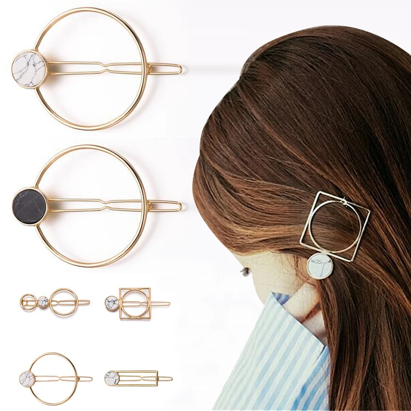 New Fashion Women Girls Metal Circle Square Geometric Hair Clips Natural Stone Hairpins Barrettes Wedding Hair Accessories
New Fashion Women Girls Metal Circle Square Geometric Hair Clips Natural Stone Hairpins Barrettes Wedding Hair Accessories