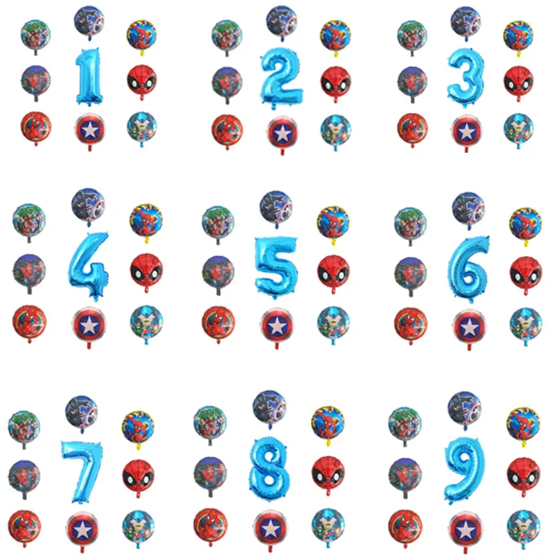 9pcs 30 inch blue number 0-9 foil helium balloon with 8pcs super hero spiderman batman for baby kids birthday party decorations
9pcs 30 inch blue number 0-9 foil helium balloon with 8pcs super hero spiderman batman for baby kids birthday party decorations