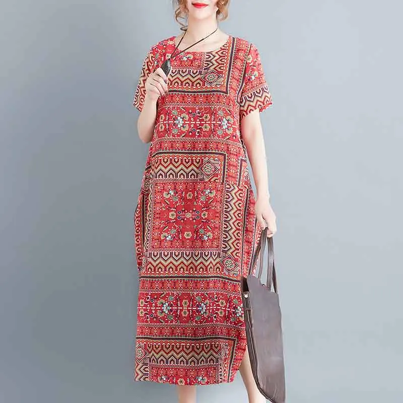ZANZEA Casual O Neck Short Sleeve Loose Beach Party Sundress 2019 Summer Women Vintage Ethnic Printed Cotton Linen Baggy Vestido
ZANZEA Casual O Neck Short Sleeve Loose Beach Party Sundress 2019 Summer Women Vintage Ethnic Printed Cotton Linen Baggy Vestido