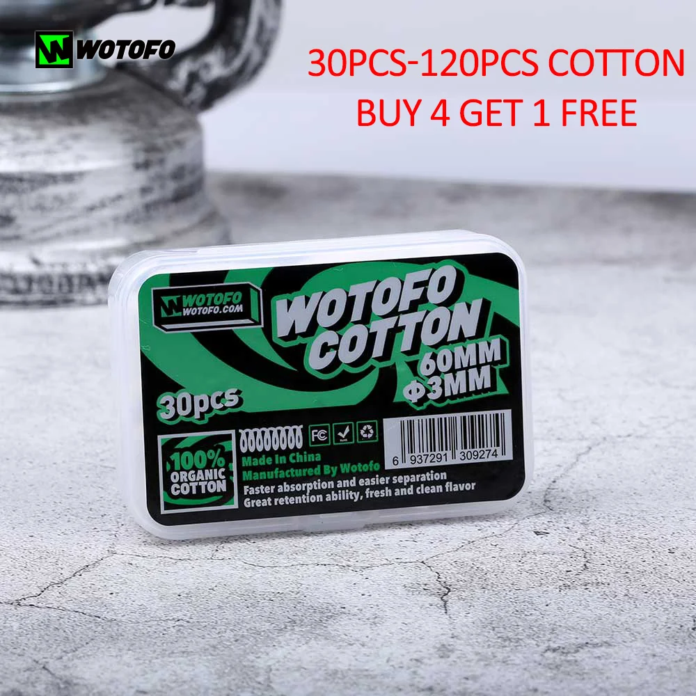 Original Wotofo Agelted Organic Cotton 30pcs/Pack 3mm Diameter dry burning mesh Cotton For Profile Unity RTA Vape Tank
Original Wotofo Agelted Organic Cotton 30pcs/Pack 3mm Diameter dry burning mesh Cotton For Profile Unity RTA Vape Tank