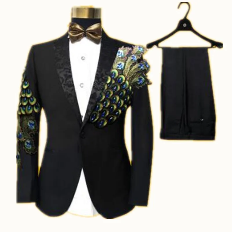 Elegant Black Men Suits With Peacock Embroidery 2017 Custom Made Men's Party Tuxedos Performance Suits Blazer (Jacket+Pants)
Elegant Black Men Suits With Peacock Embroidery 2017 Custom Made Men's Party Tuxedos Performance Suits Blazer (Jacket+Pants)