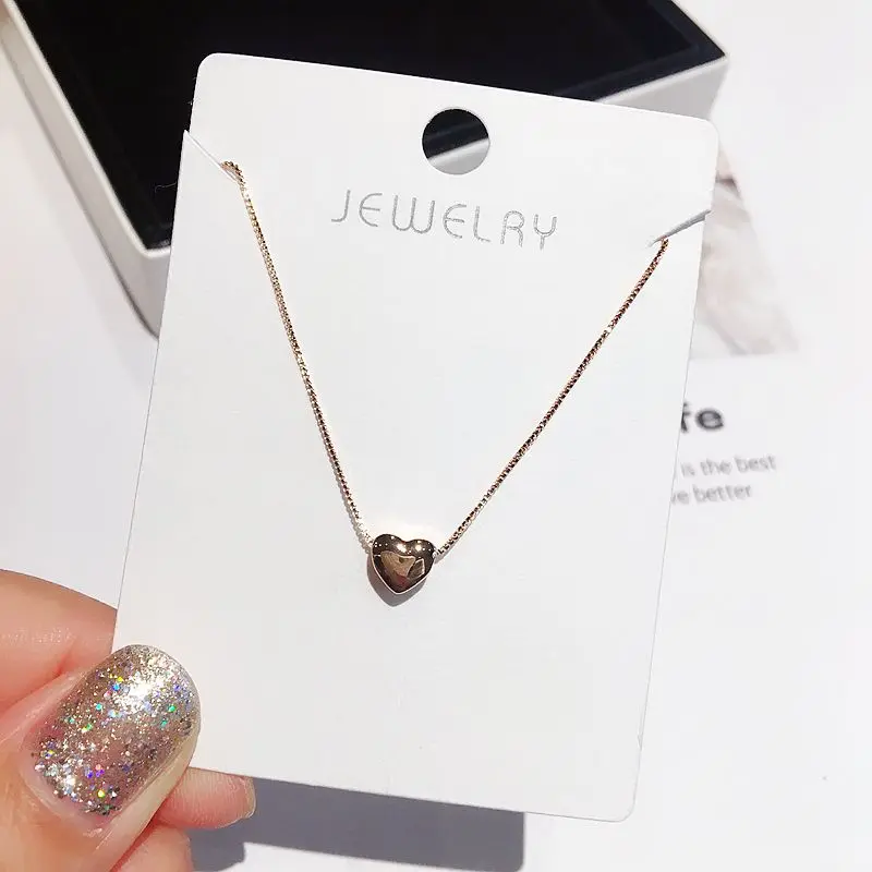 Delicate Small Glossy Heart Necklace Rose Gold Color Clavicle Chain Fashion Women Choker Jewelry
Delicate Small Glossy Heart Necklace Rose Gold Color Clavicle Chain Fashion Women Choker Jewelry
