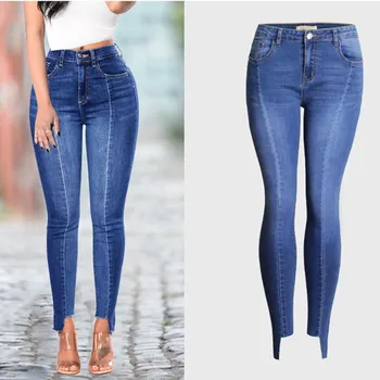 Women Plus Size Spliced Denim Jeans Fake Back Pockets Stretchy Pencil Pants Fashion Irregular Skinny Pants
Women Plus Size Spliced Denim Jeans Fake Back Pockets Stretchy Pencil Pants Fashion Irregular Skinny Pants