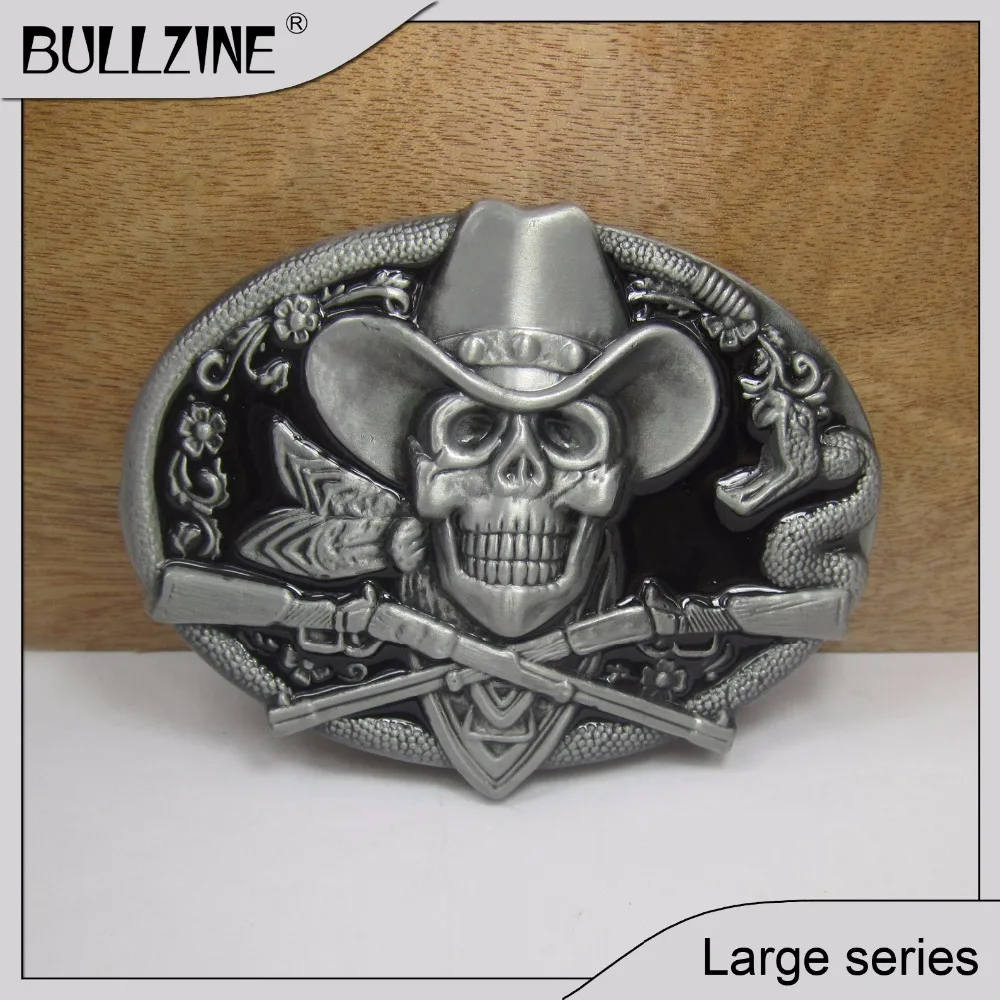 The Bullzine wholesale Skull belt buckle with black enamel with pewter finish FP-02671-1 suitable for 4cm width belt
The Bullzine wholesale Skull belt buckle with black enamel with pewter finish FP-02671-1 suitable for 4cm width belt