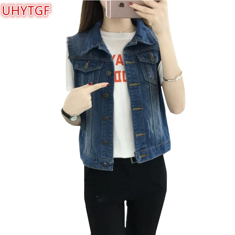 UHYTGF fashion Summer Jacket Denim Vest Womens Plus size 5XL Wild Short paragraph Loose Female Blue Coat Vest Single-breasted 90
UHYTGF fashion Summer Jacket Denim Vest Womens Plus size 5XL Wild Short paragraph Loose Female Blue Coat Vest Single-breasted 90